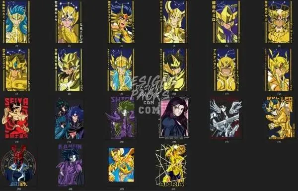 22 SAINT SEIYA Designs Bundle PNG