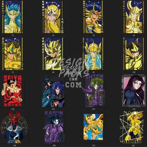 22 SAINT SEIYA Designs Bundle PNG