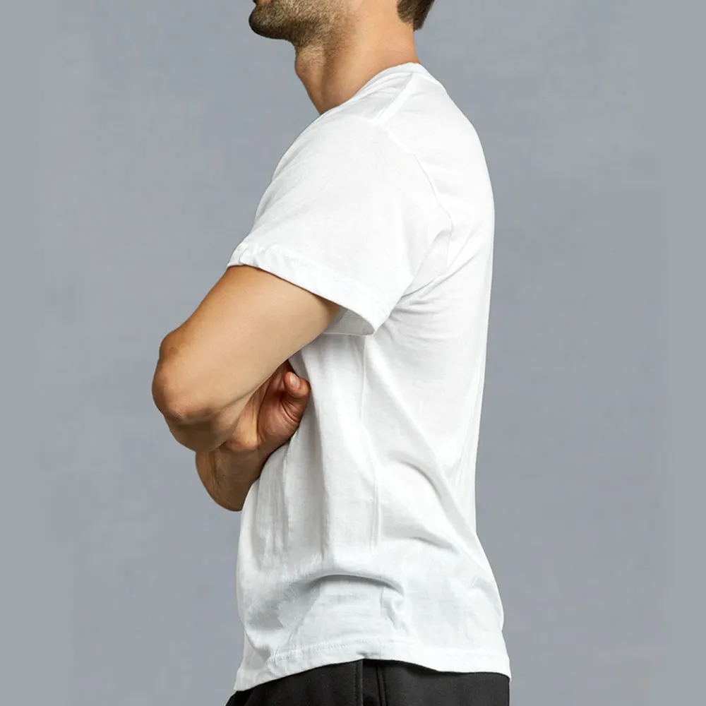 3 Pack Mens Casual V Neck Short Sleeve White T-Shirt 100% Cotton Comfy Size XL