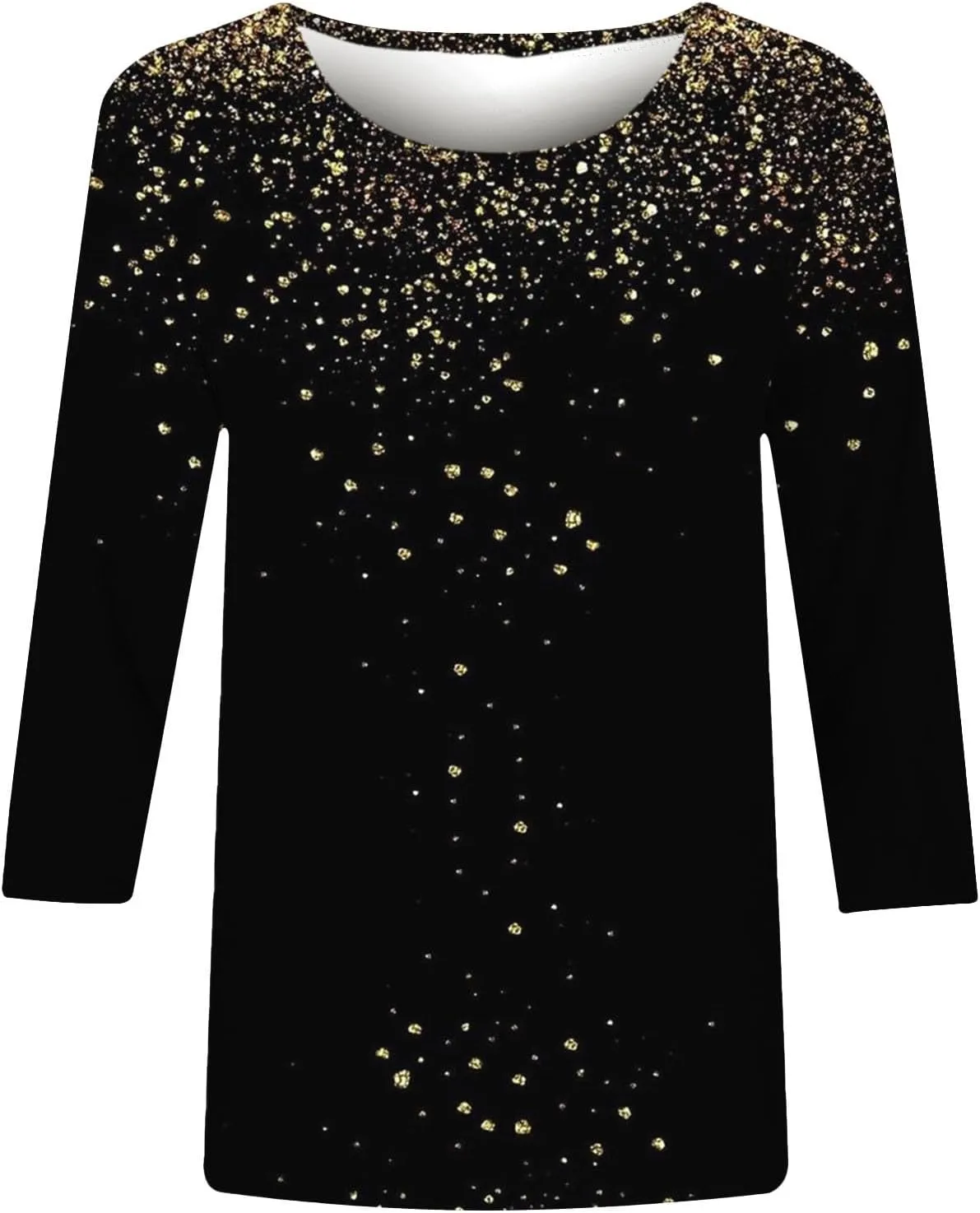 3/4 Length Sleeve Womens Tops Plus Size Print Graphic Tee Shirts Causal Dressy Crewneck Shirts Loose Fit Blouse Tees