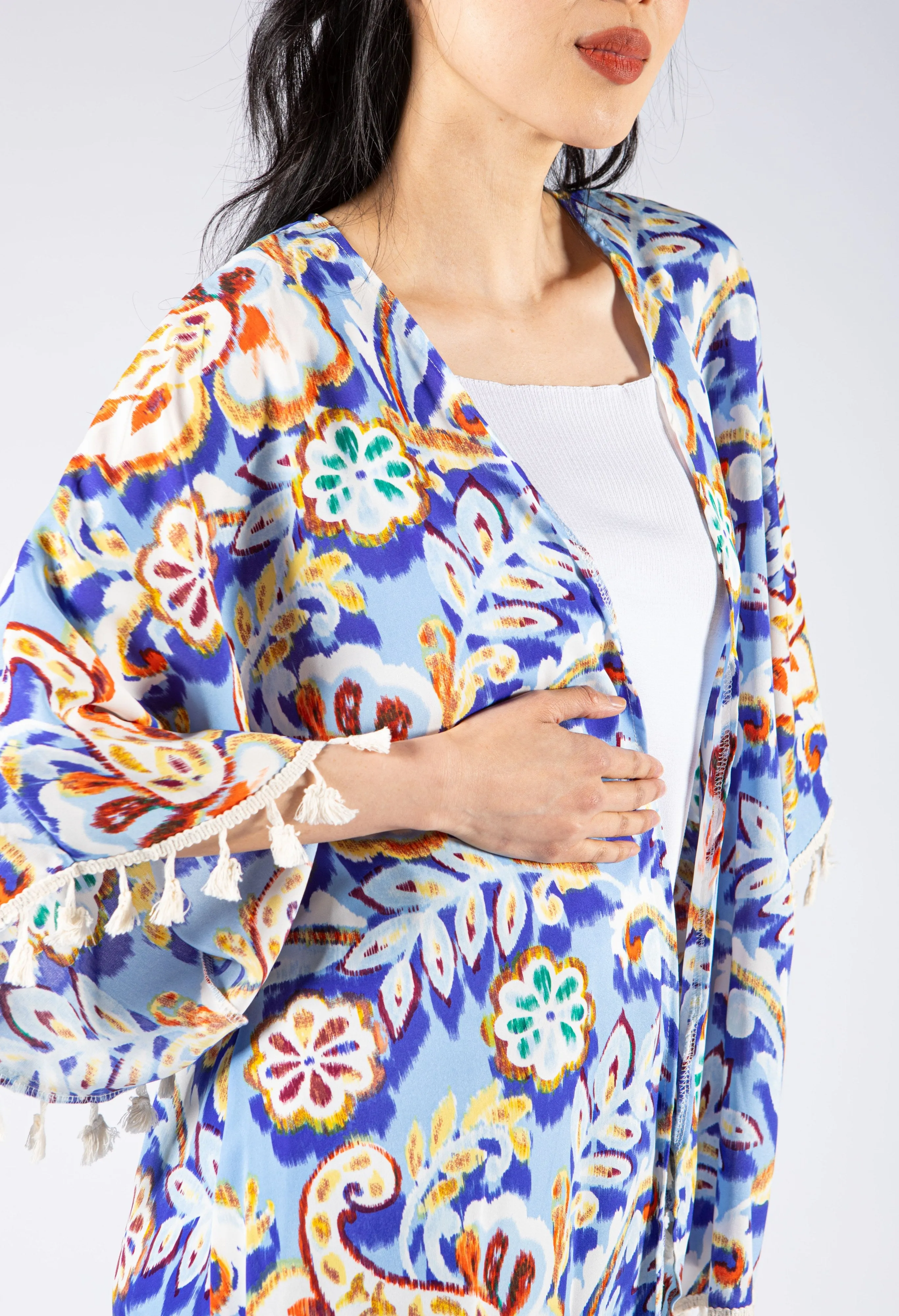 Abstract Floral Print Kimono