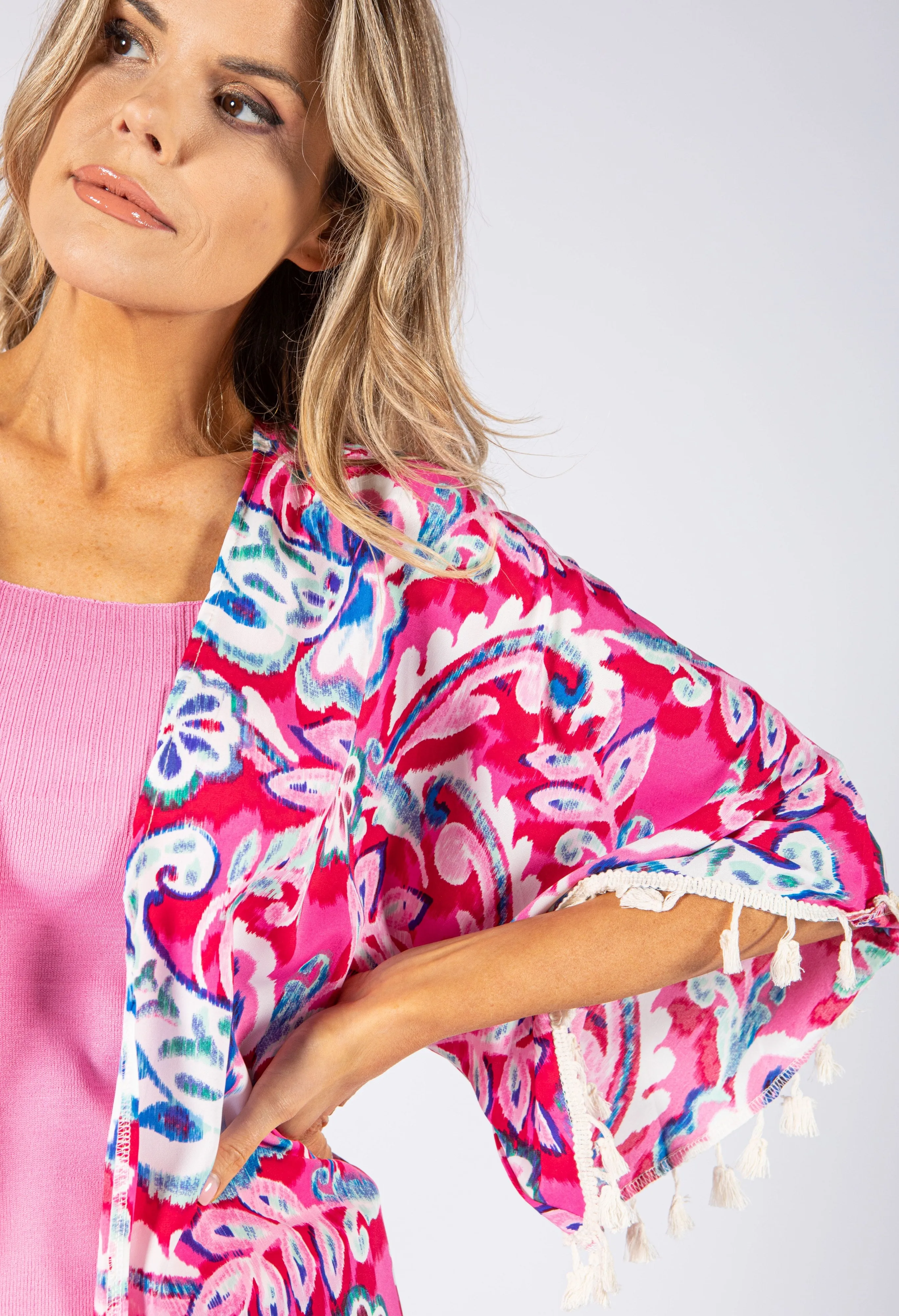 Abstract Floral Print Kimono
