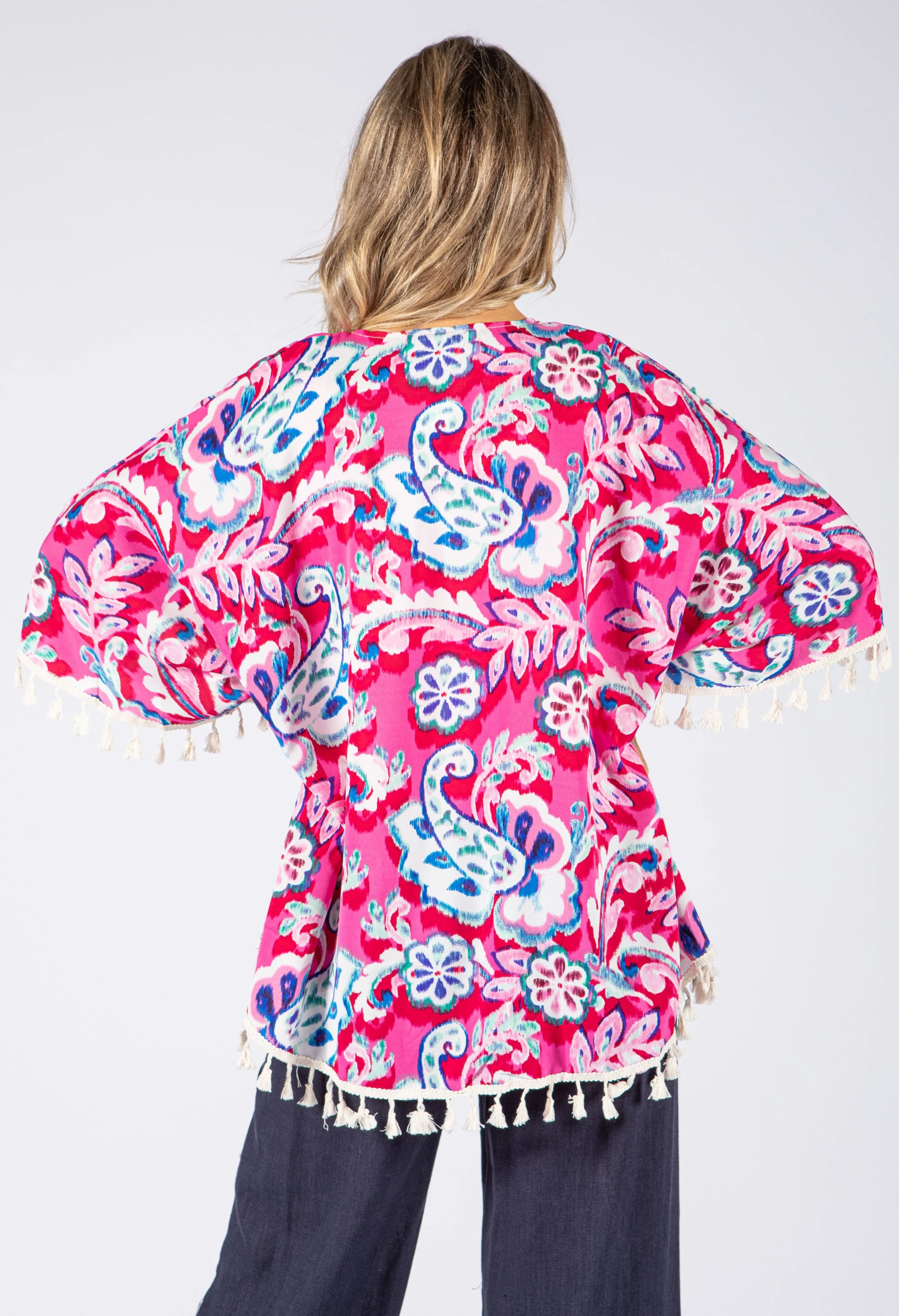 Abstract Floral Print Kimono