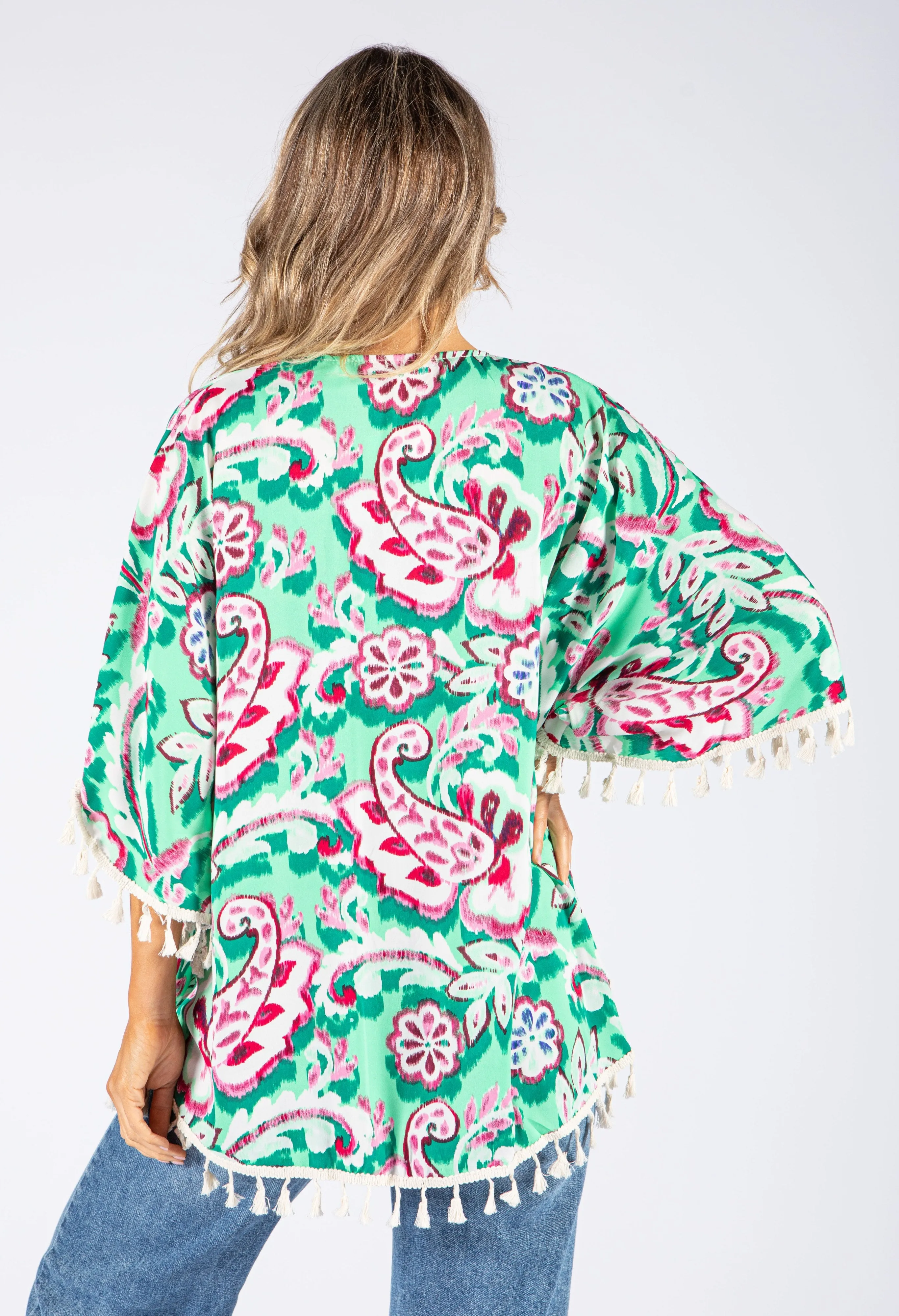 Abstract Floral Print Kimono