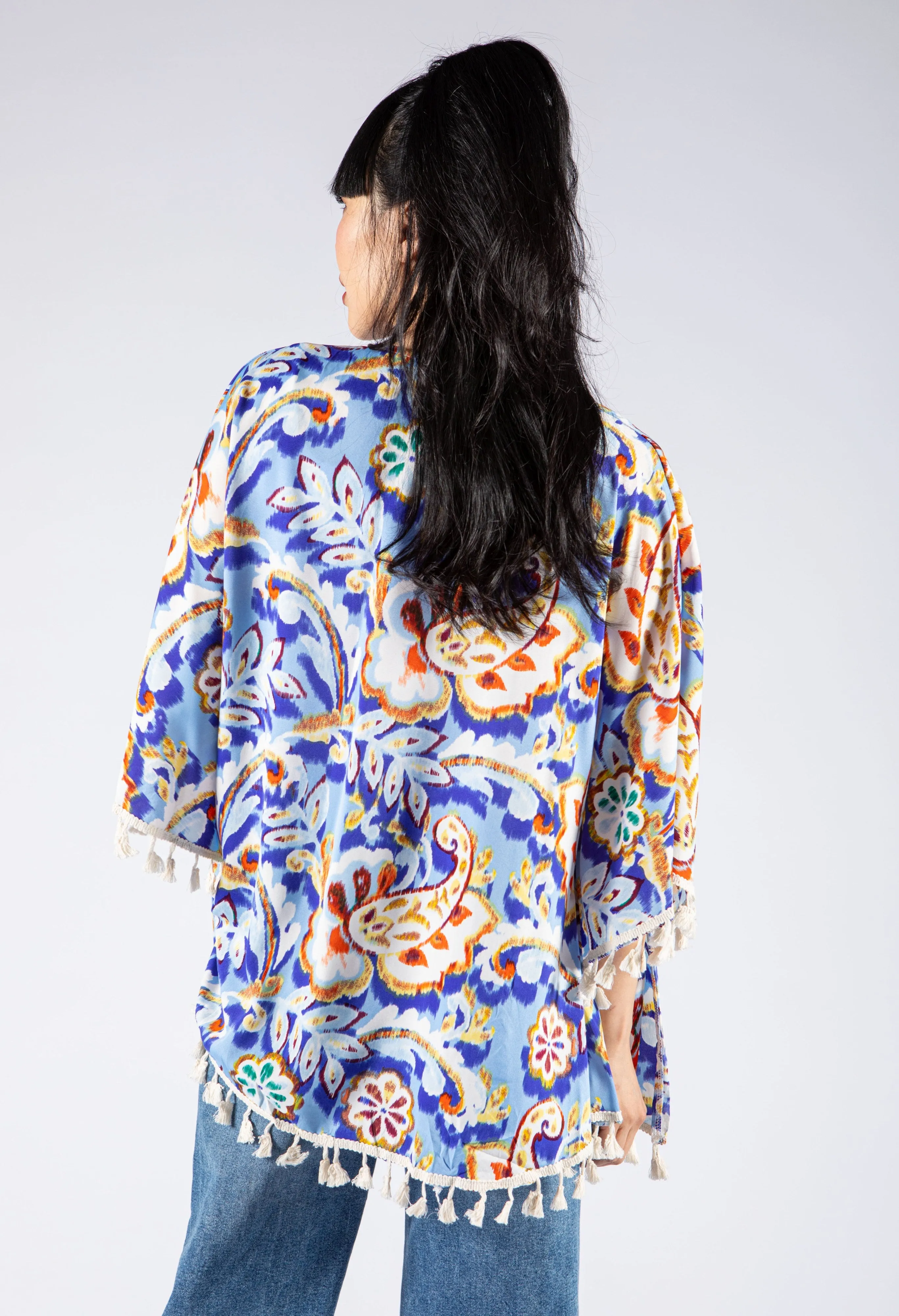 Abstract Floral Print Kimono