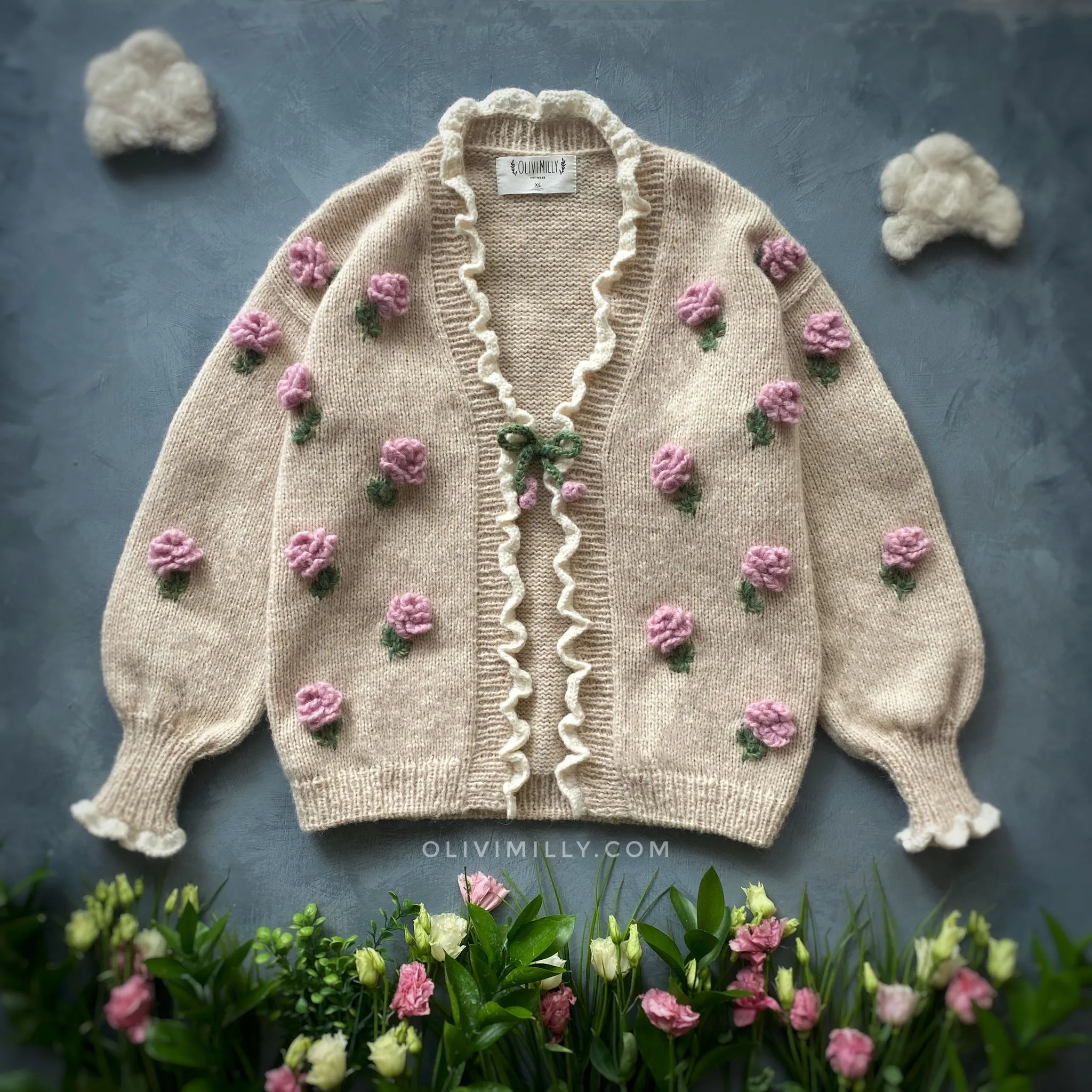 Adult Roses cardigan | Wheat