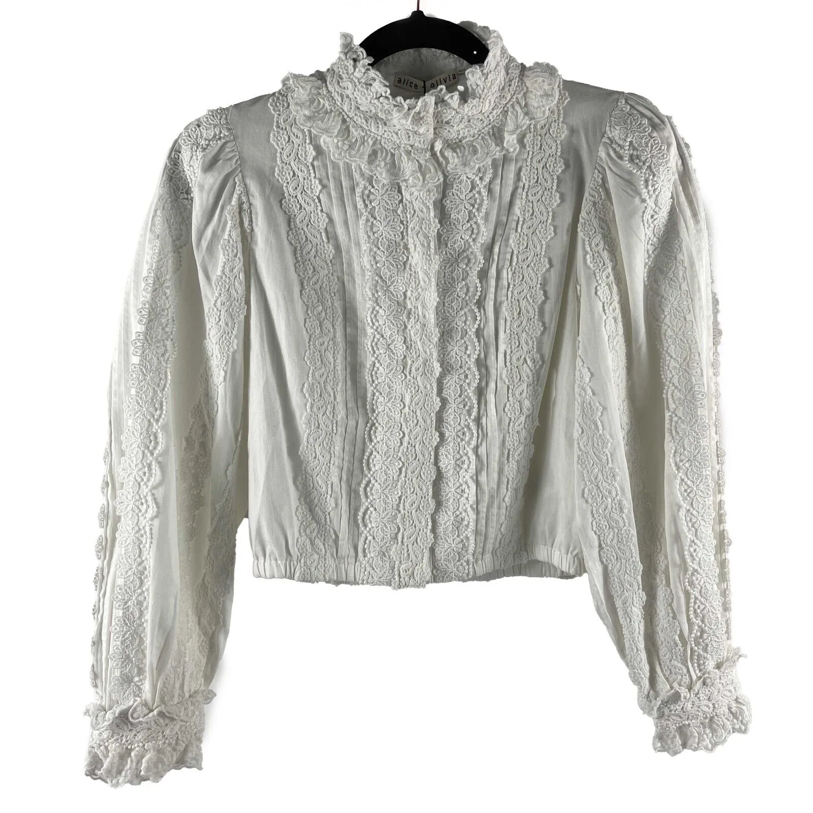 Alice   Olivia - New w/ Tags - Lace Cropped Blouse - Off-White - XS - Top