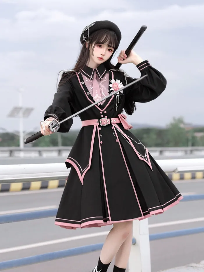 Amozae-nye outfits back to school dress  Military Lolita Dress & Cape