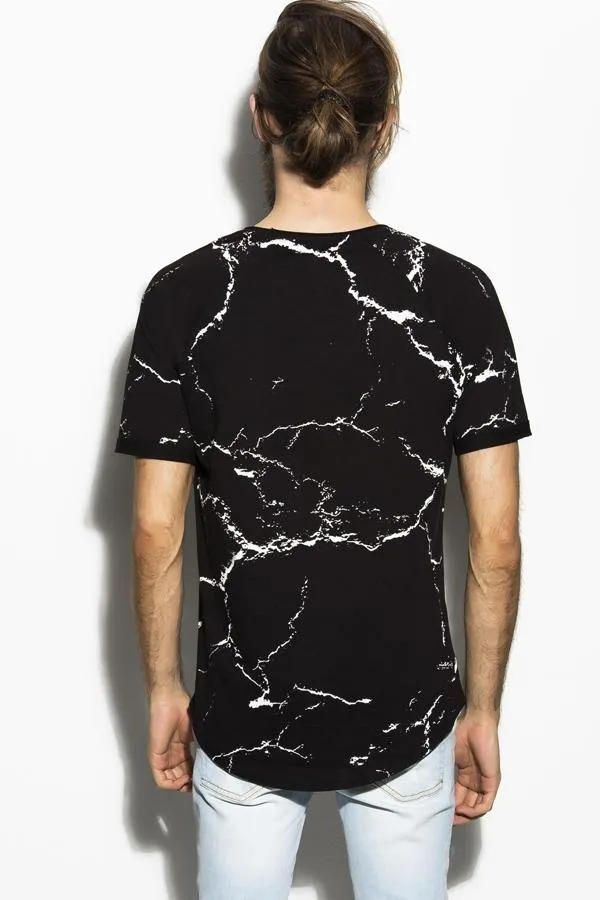 Black Crackle Print T-Shirt - Deer Dear