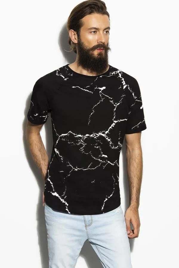 Black Crackle Print T-Shirt - Deer Dear