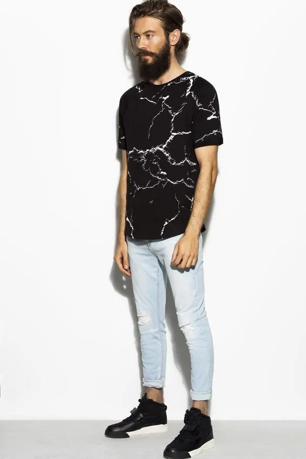 Black Crackle Print T-Shirt - Deer Dear