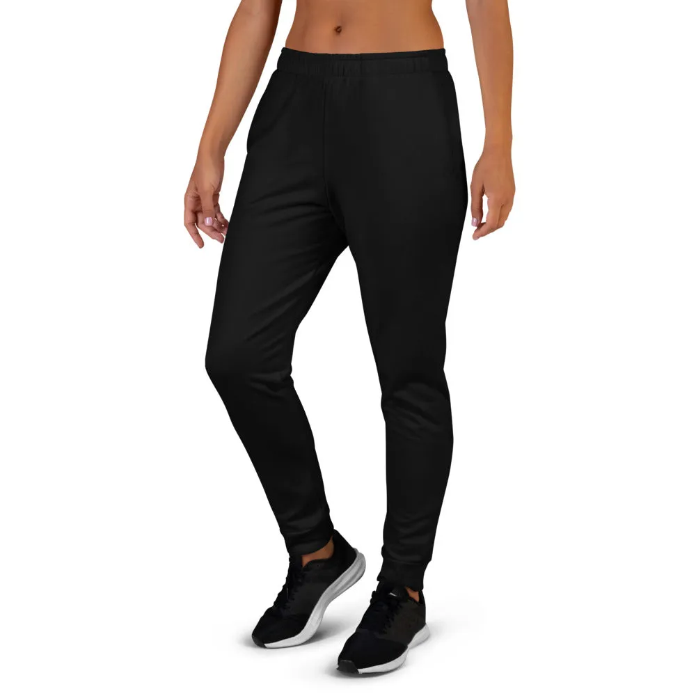 Black Women's Joggers, Solid Color Best Premium Slim Fit Soft Sweatpants -Made in EU