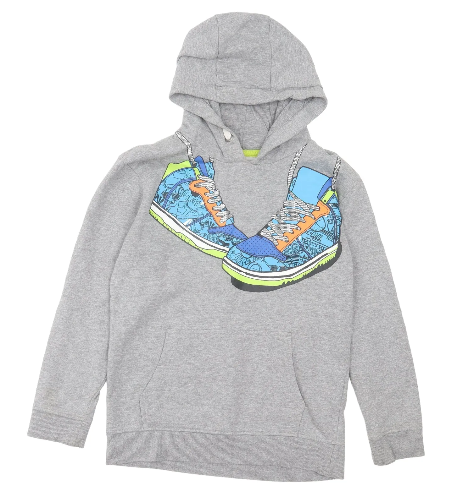 Bluezoo Grey Sneakers Print Boys Hoodie Jumper - Boys 11-12yrs