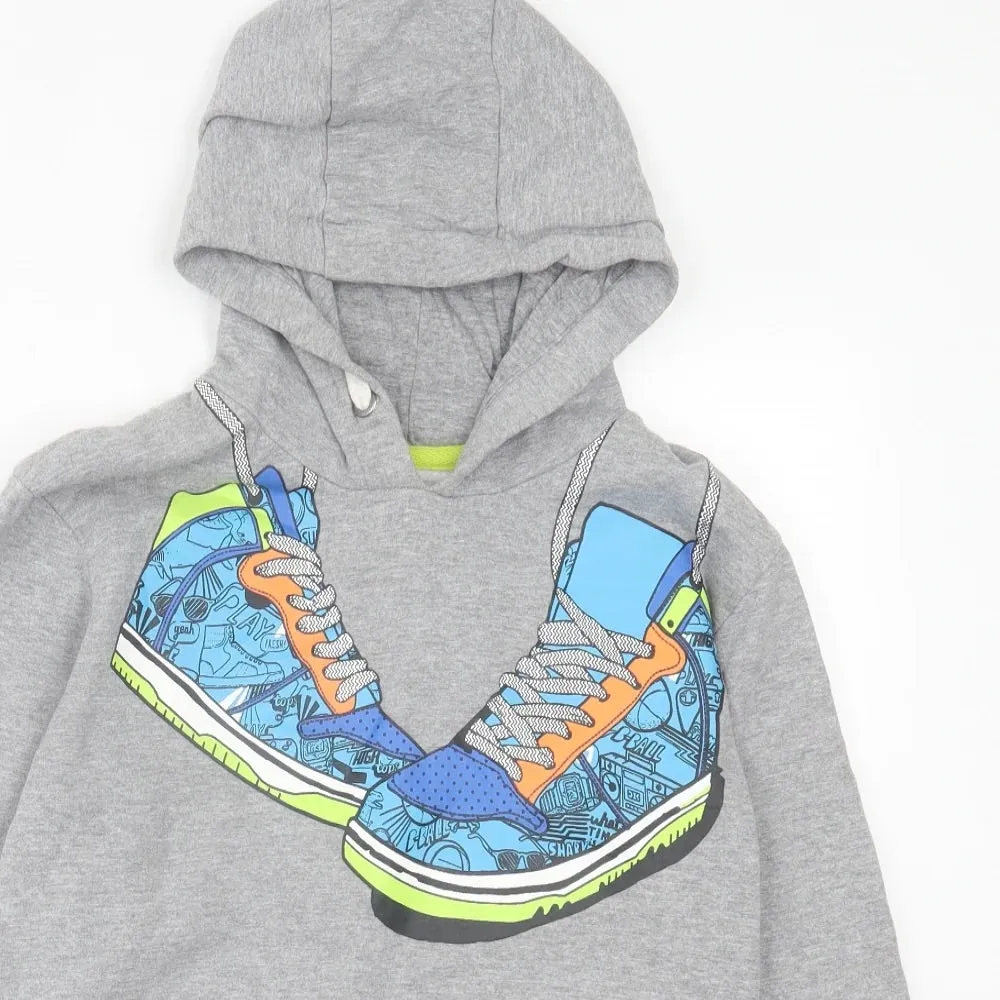 Bluezoo Grey Sneakers Print Boys Hoodie Jumper - Boys 11-12yrs