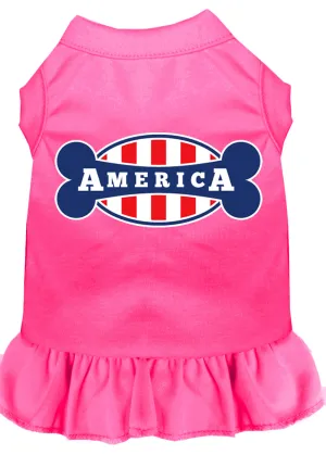 Bonely In America Screen Print Dress Bright Pink Xl