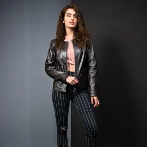 Box Style Leather Jacket - Brown | Kaptan