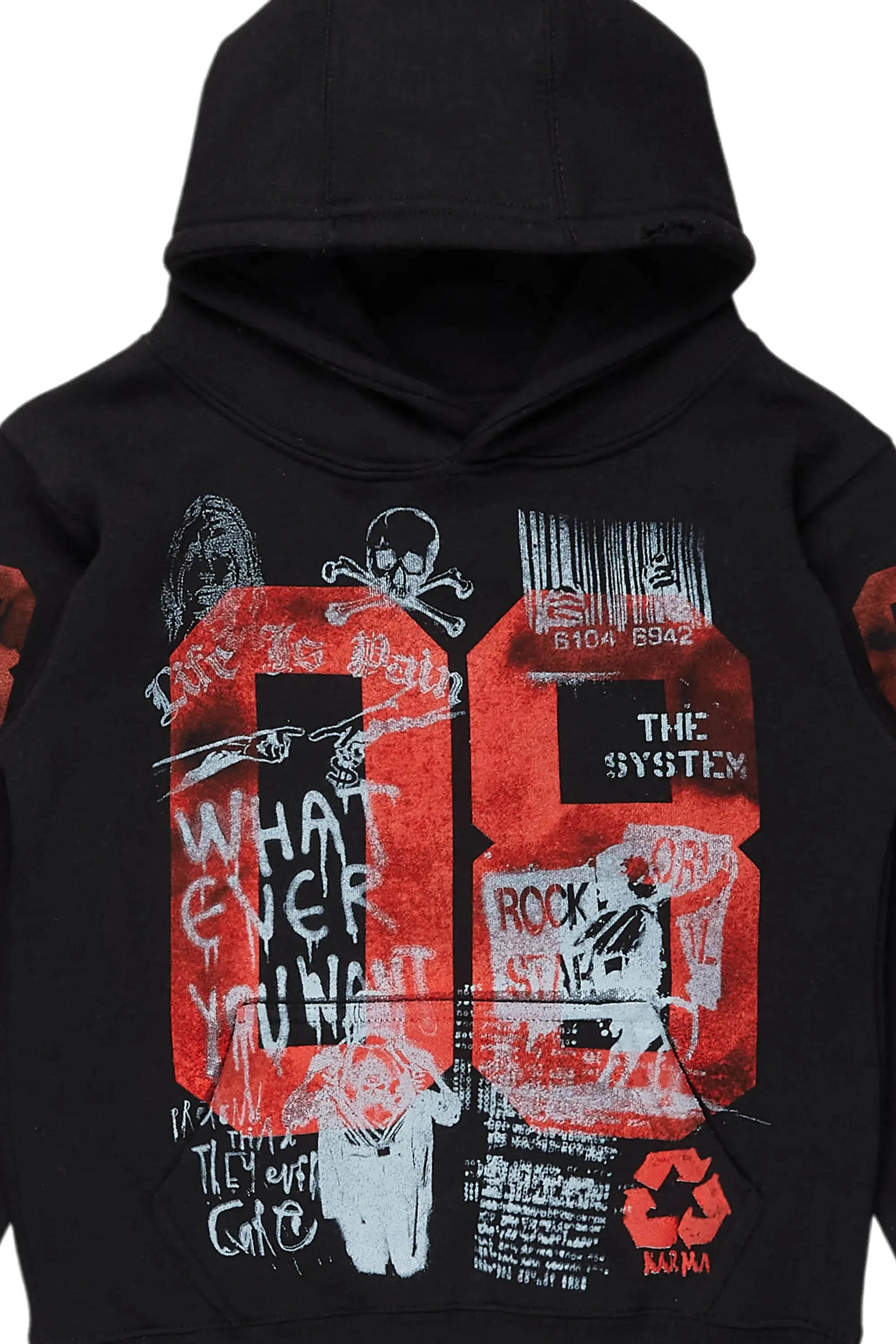 Boys Beau Black Graphic Hoodie