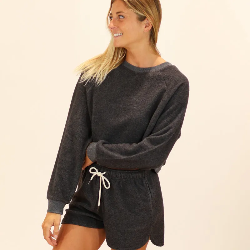 Brushed Fleece Long Sleeve Crop Top