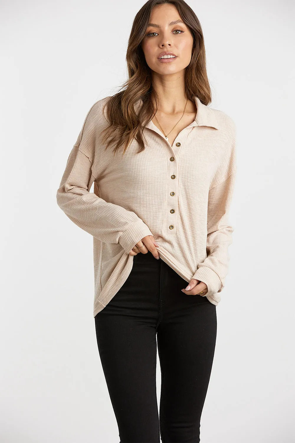 Button Up V Neck Knitted Sweater Blouses