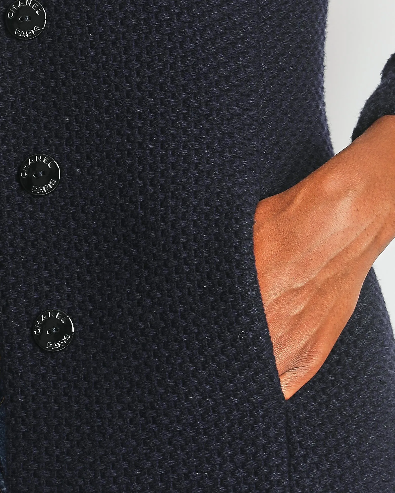 Chanel Navy Wool Jacket With Cc Logo Buttons Size Fr 34 (uk 6)
