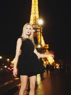 'COCO' CINCHED WAIST COCKTAIL MINI DRESS BLACK