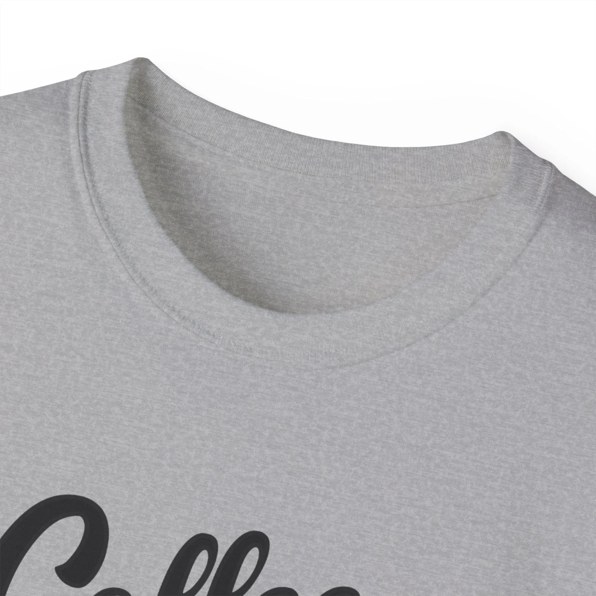 Coffee & Barbells - Unisex Ultra Cotton Tee - Front Black Logo - Plain Back