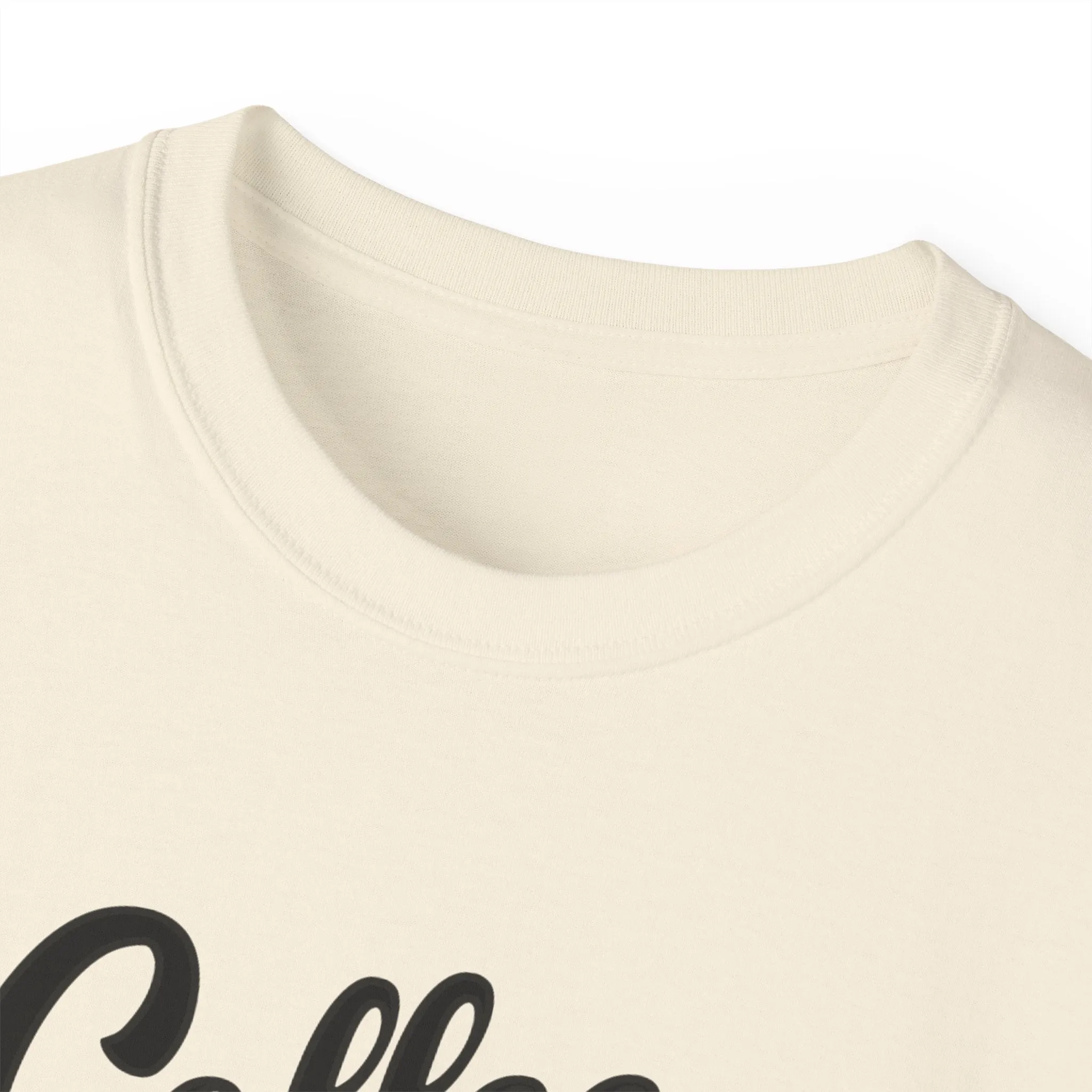 Coffee & Barbells - Unisex Ultra Cotton Tee - Front Black Logo - Plain Back
