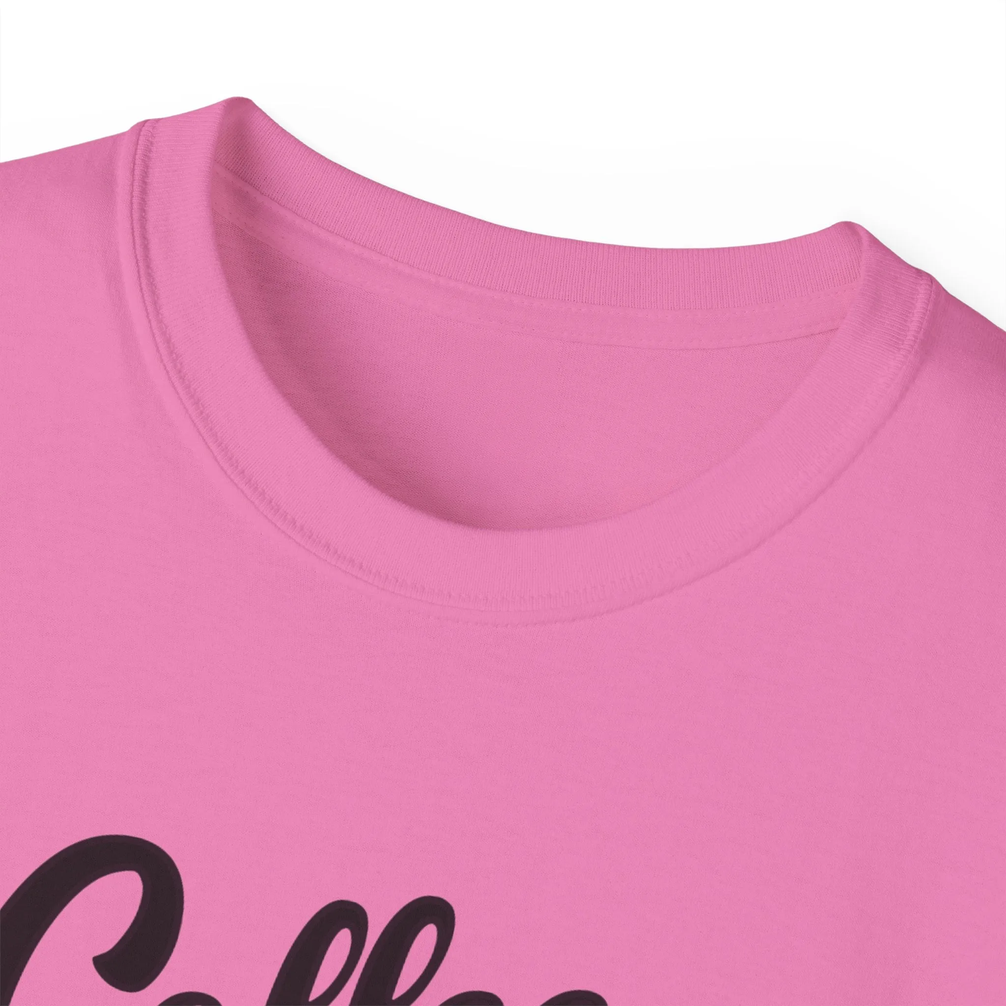 Coffee & Barbells - Unisex Ultra Cotton Tee - Front Black Logo - Plain Back