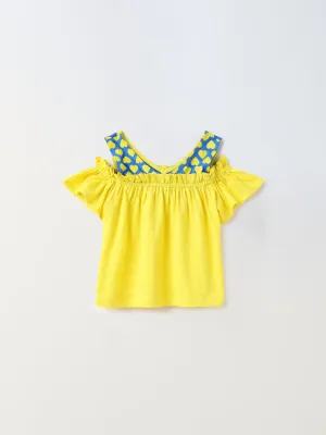 Cold Shoulder Yellow girls Top