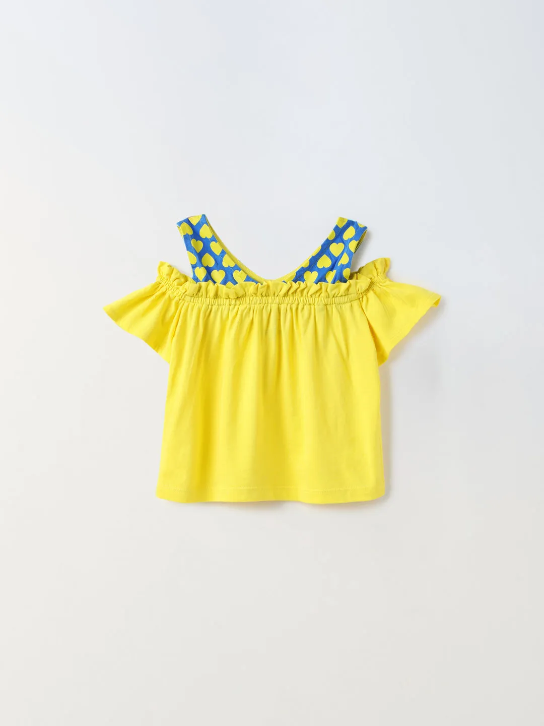 Cold Shoulder Yellow girls Top