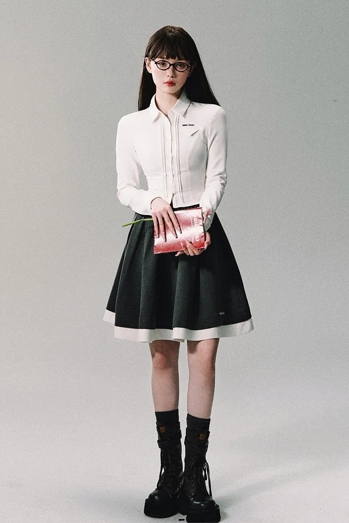 Contrast Trim School Skirt