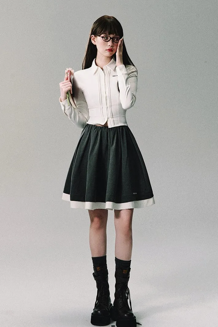 Contrast Trim School Skirt