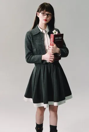 Contrast Trim School Skirt