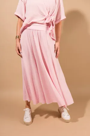 Cotton & Linen Blend Midi Skirt