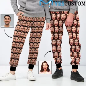 Custom Seamless Face Sweatpants Couple Matching Personalized Casual Sweatpants