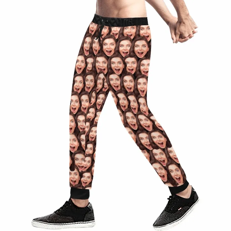Custom Seamless Face Sweatpants Couple Matching Personalized Casual Sweatpants