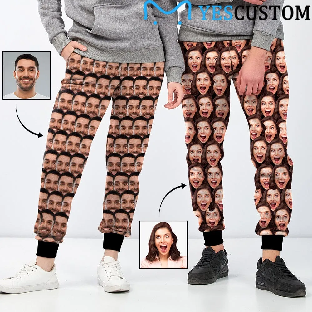 Custom Seamless Face Sweatpants Couple Matching Personalized Casual Sweatpants