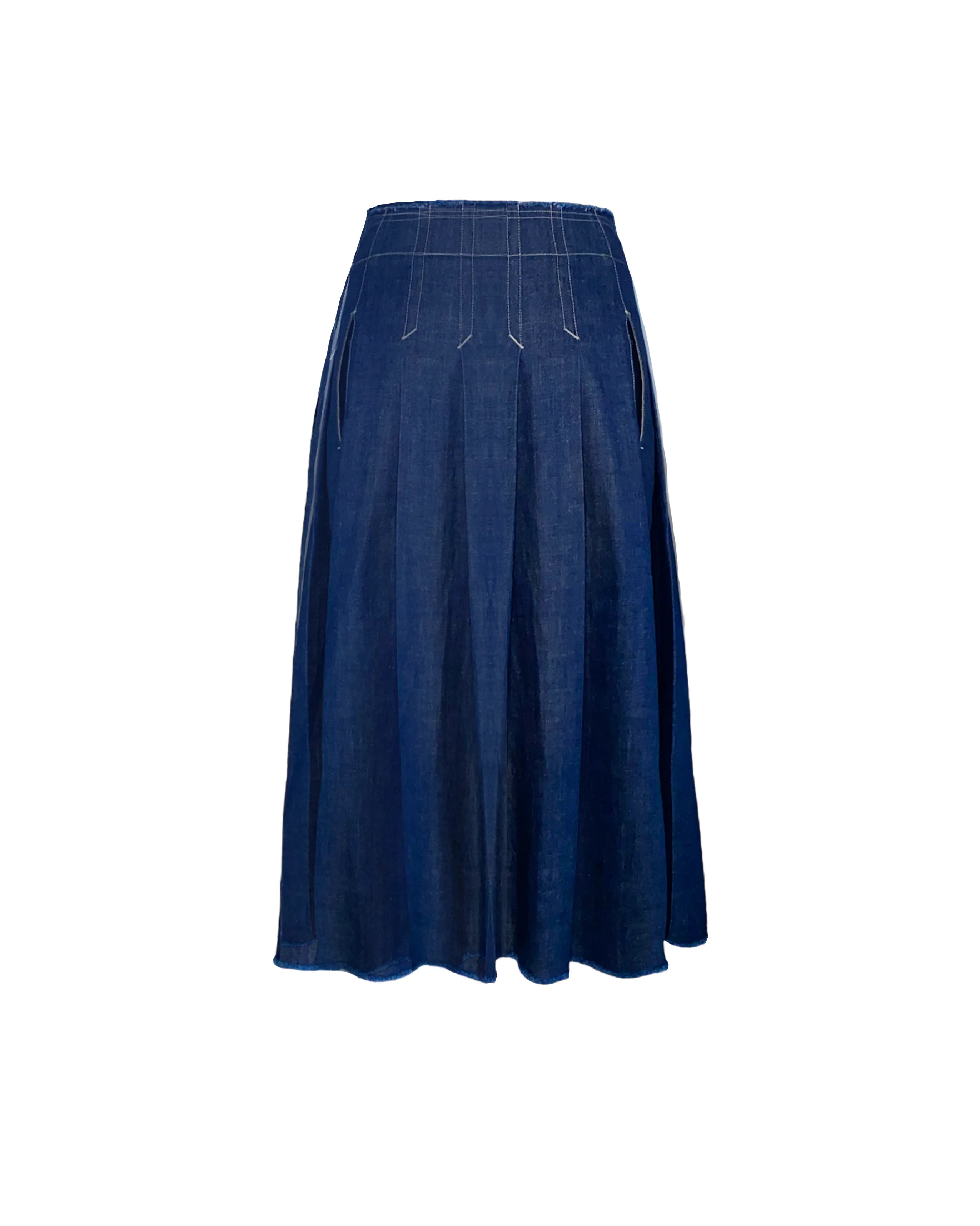 Denim Kilt Style  MIDI SKIRT