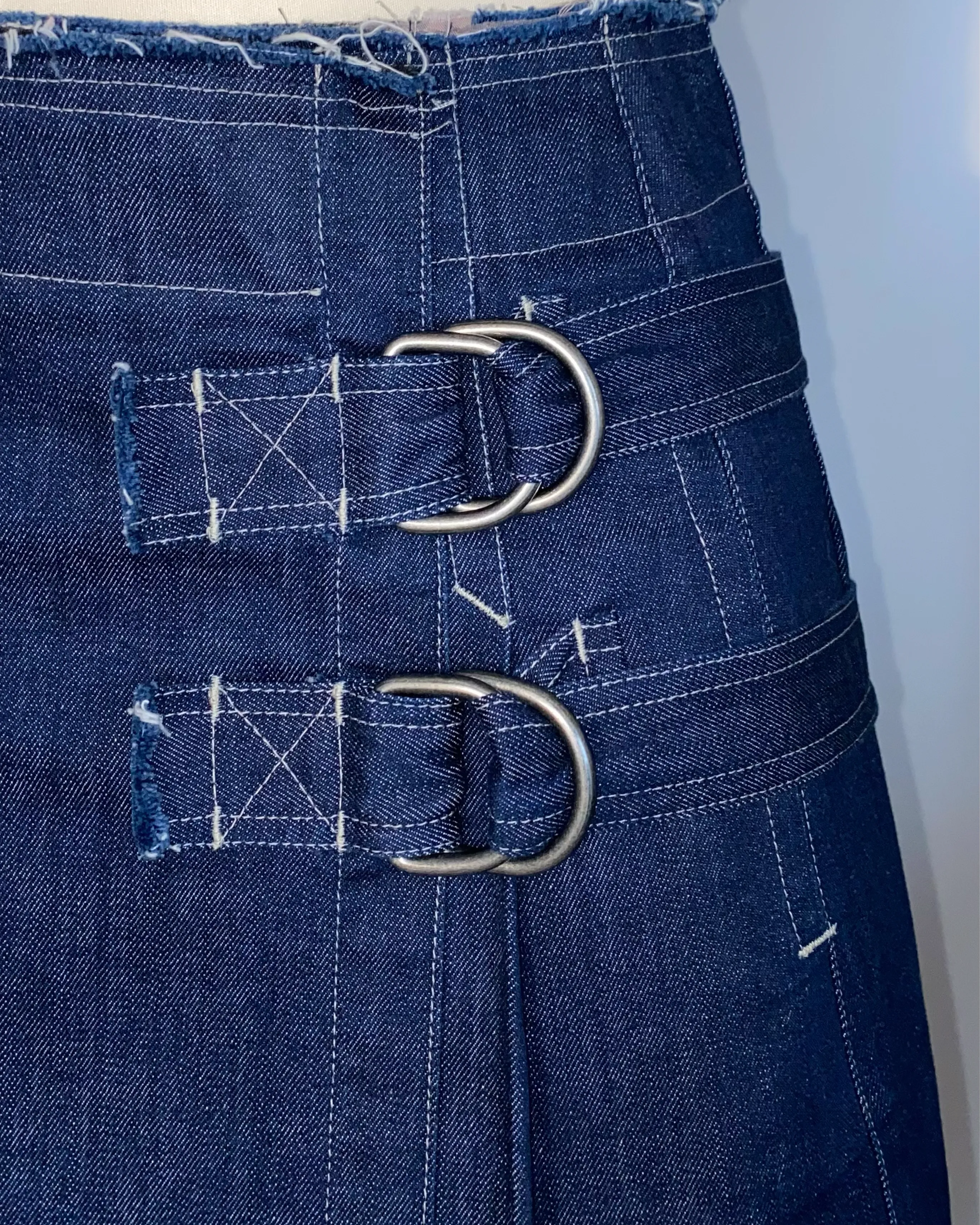 Denim Kilt Style  MIDI SKIRT