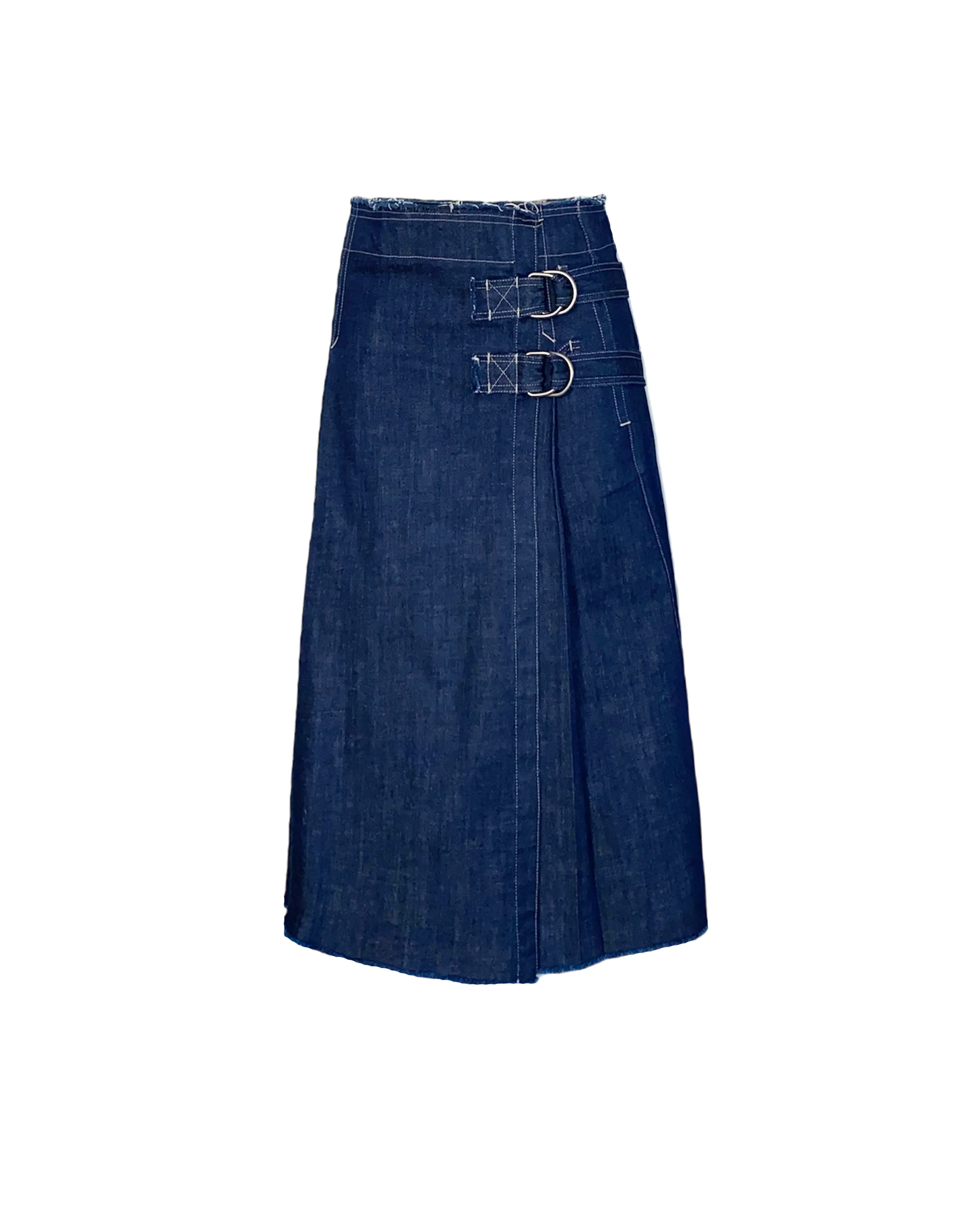 Denim Kilt Style  MIDI SKIRT