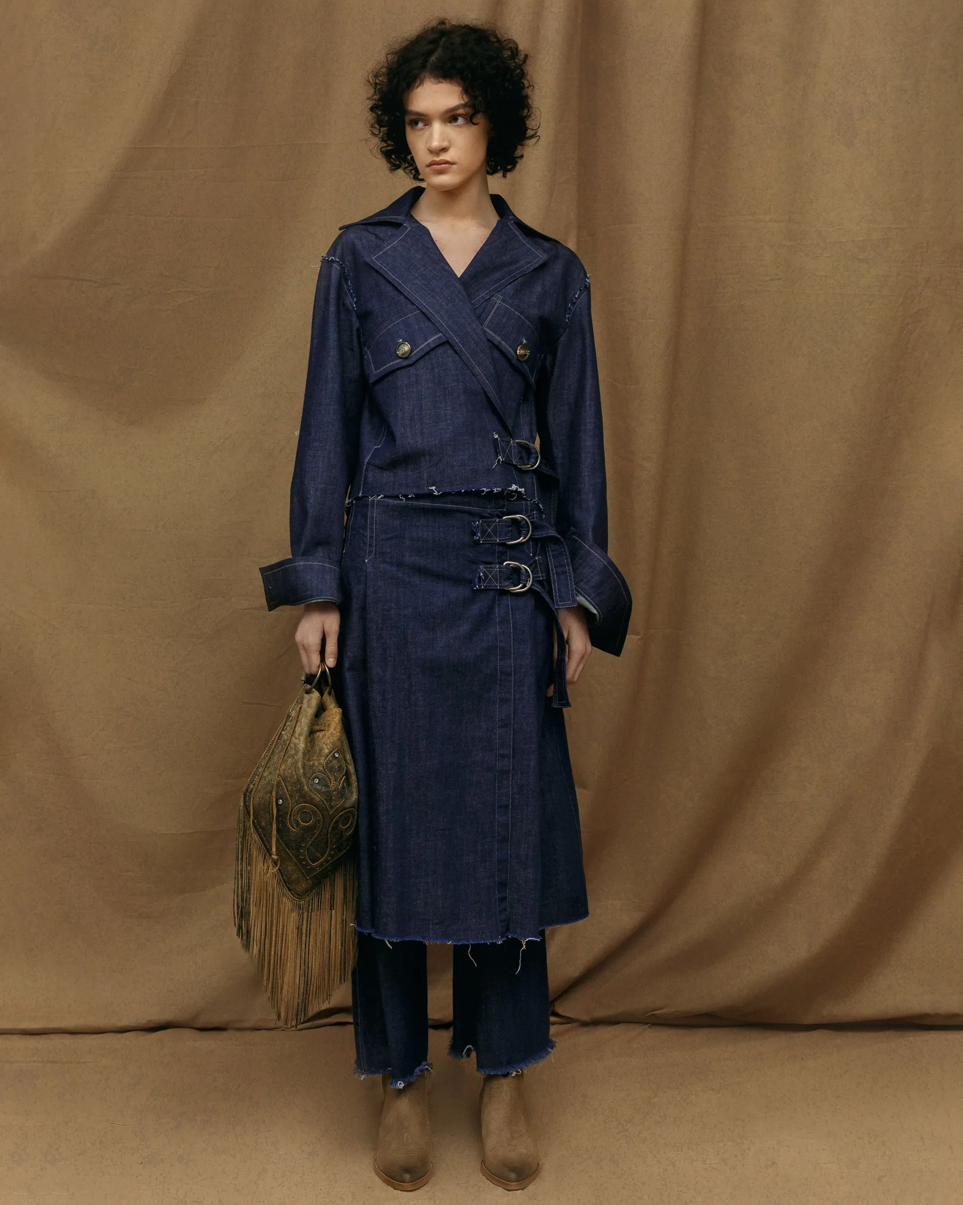 Denim Kilt Style  MIDI SKIRT
