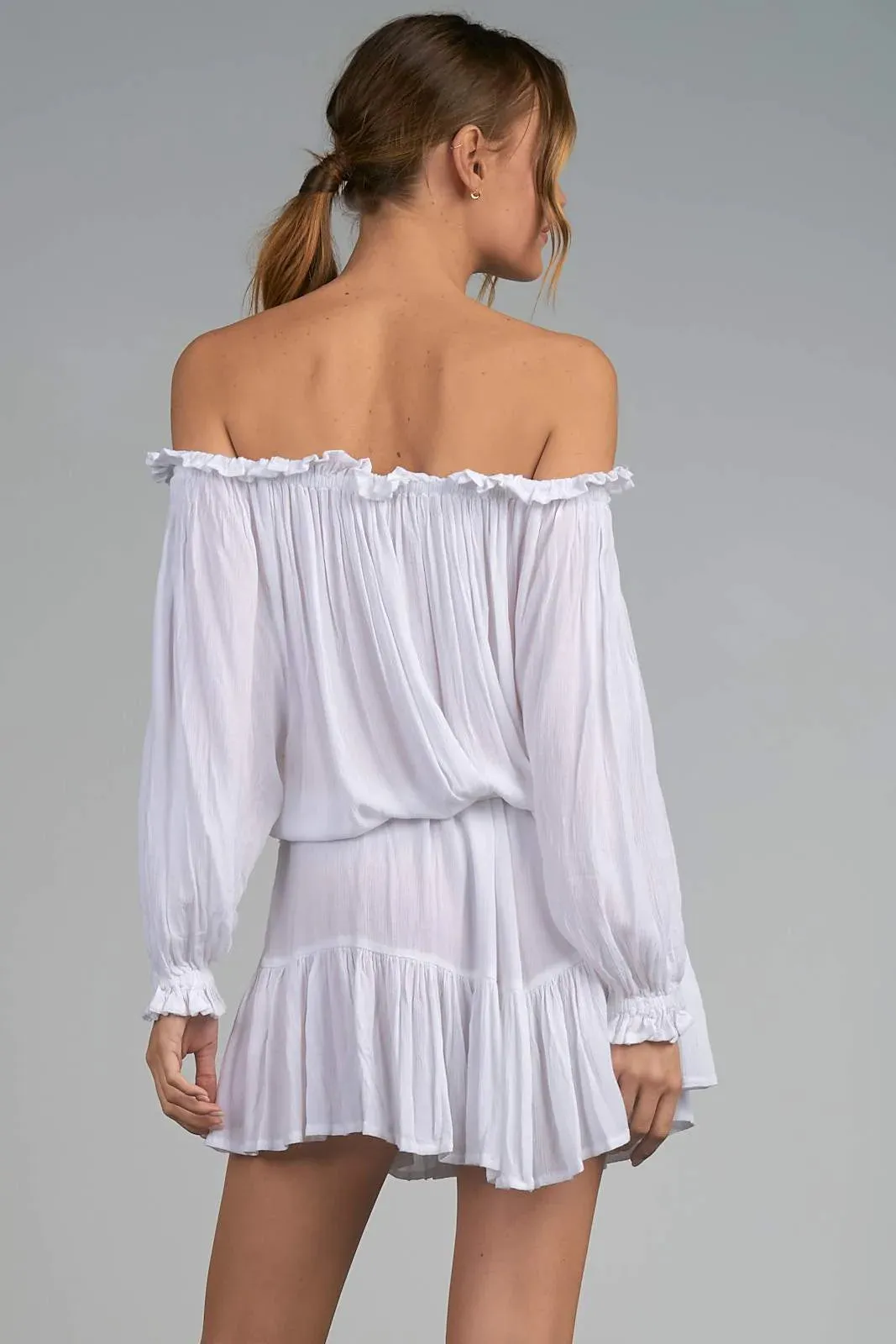 Elan White Short Sleeve Mini Dress