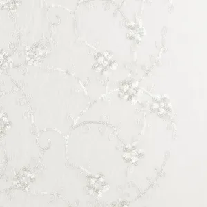 Embroidered Mesh With Sequins - BRIGITTE - 013 - White