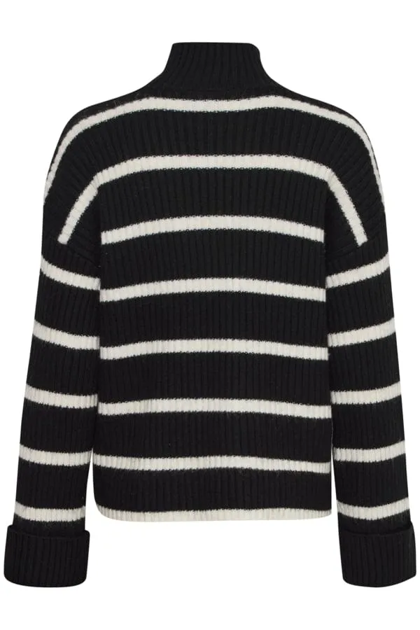 Fransa High Neck Jumper Black Ivory