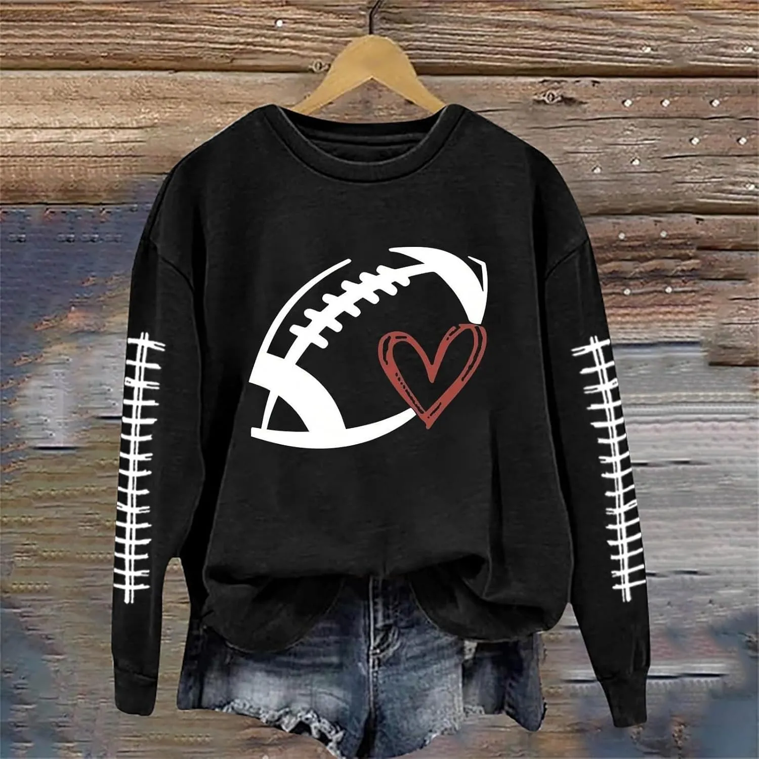 Game Day Sweatshirts for Women 2024 Fall Football Fan Hoodie Cute Funny Printed Sweaters Long Sleeve Crewneck Outwear