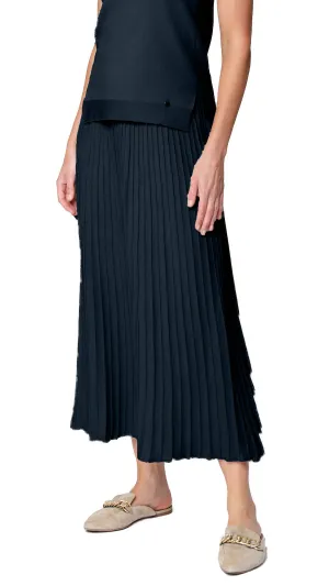 Geraldina Pleated-Knit Maxi Skirt - Dark Navy