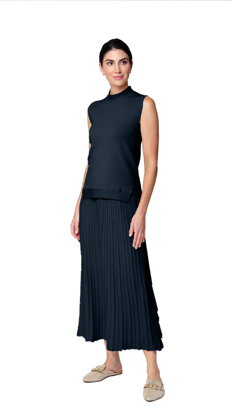 Geraldina Pleated-Knit Maxi Skirt - Dark Navy