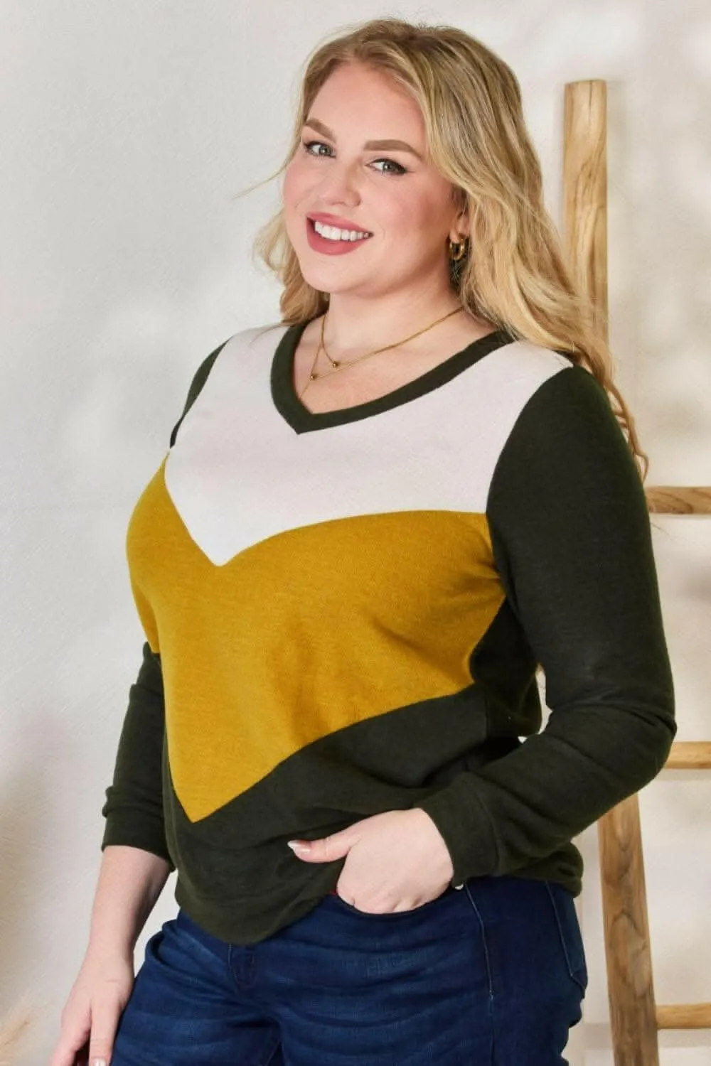 Hailey & Co Plus Size Colorblock Blouse