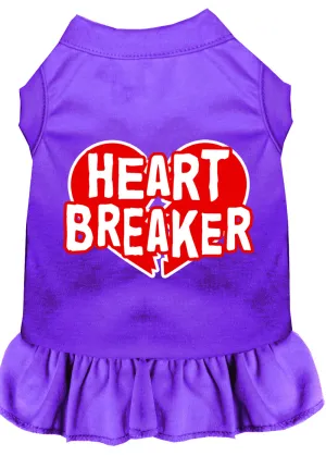 Heart Breaker Screen Print Dress Purple Xxxl