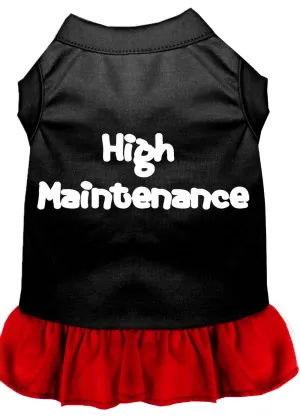 High Maintenance Screen Print Dog Dress Black With Red Xl